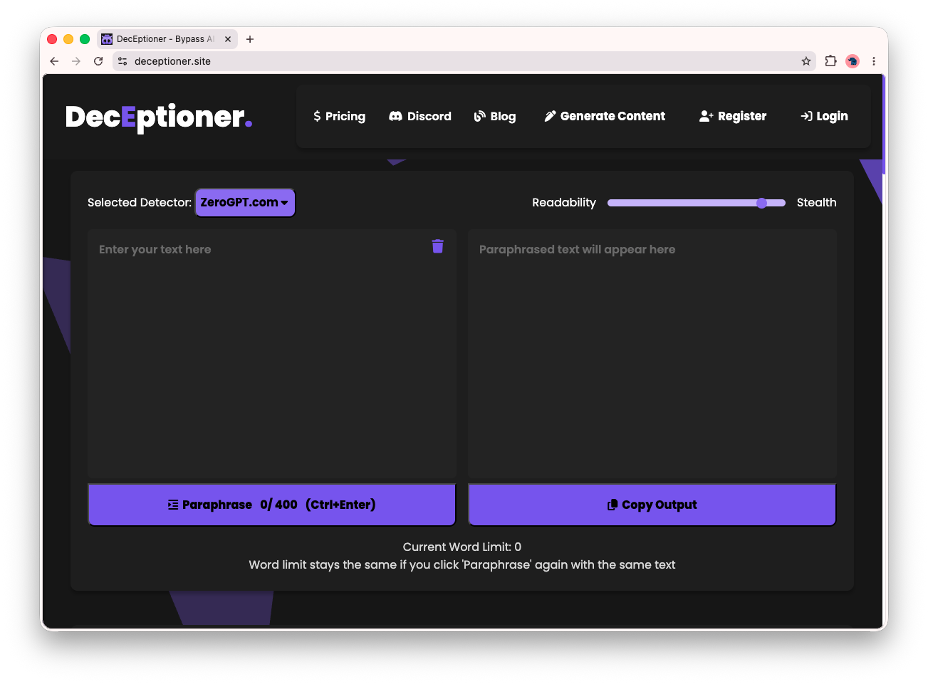 Deceptioner.site Mockup